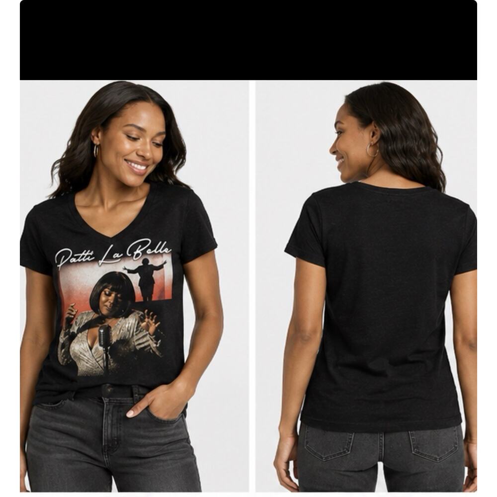 Patti LaBelle Graphic V Neck T Shirt Black Women’s Large Concert Music Tee